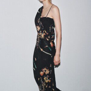 Rare Zara Beaded Printed Cape Dress